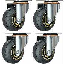 Erhope - Kit of 4 universal 3 inch wheels without brakes Silent trolley wheels Universal swivel wheels 75mm Wheels Industrial plates Transport
