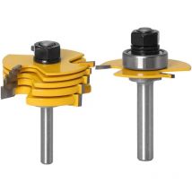 8mm Jeu de Forets de Toupie à 3 Ailes Réglables Router à Rainure Bits Fraise à Bois Mèche de Menuiserie Routeur t Forme Avec 5pcs Lame de Coupe