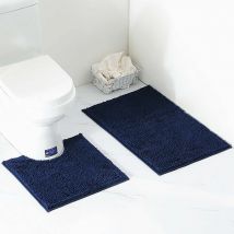 Bathroom Rug Non-Slip Bath Mat Bath Rug Bathroom Rug Washable Shower Rugs Soft Machine Washable Doormat Rug for Bathroom Dark Blue - Langray