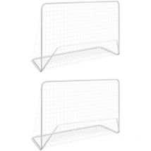 Homemiyn - inlife Buts de football 2 pcs avec filets 182x61x122 cm Acier Blanc - Blanc