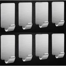 Ganchos de pared autoadhesivos, 8 unidades, de acero inoxidable, con capacidad máxima de 10 kg, para toallas, albornoces, baños y cocinas,