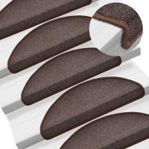 Asupermall - inlife Tapis d'escalier 15 pcs Marron café 65 x 24 x 4 cm - Brun