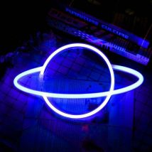 Langray - Planet Neon Light, Blue Pink Planet Neon Signs Light up Art Wall Decor Light-Waterproof led Night Light - Battery Operated or usb Planet