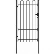 Langray - inlife Portillon simple porte avec dessus arqué Acier 1x1,75 m Noir - Noir