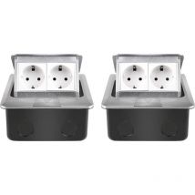 Prise Encastrable, Prise de Sol Encastrable, 2 Prises Alliage d'Aluminium Rétractable, Prise pour Plan de Travail, Multiprise Convient pour Cuisine,