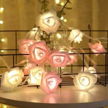 Rose Fairy String Lights 3M 20 led Battery Operated Pink Flower Warm White Rose Fairies Lights Romantic Home Garden Decoration for Wedding Party