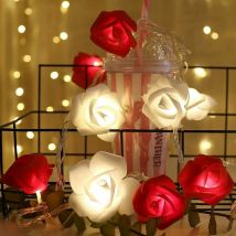 Rose String Lights 3M 20 led Battery Operated Rose Flower Warm White Rose Fairies Lights Romantic Home Garden Decoration for Wedding Party