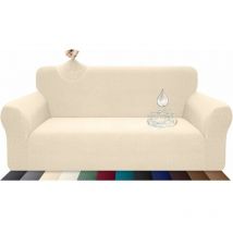 Stretch-Sofabezug, wasserdicht und kratzfest für 3-Sitzer-Sofa, elegantes Muster mit Anti-Rutsch-Schaumstäben (3-Sitzer-Sofa, Beige) – RWSofa Cover