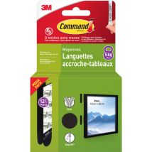 Languettes Accroche Tableaux Command , Noires, Moyennes, 12 paires (24 languettes), Multi-pack