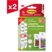 Lot De 2 Languettes Accroches Tableaux Command , Blanches, Larges (l) Et Extra Larges (xl) Pour Cadres Lourds Pesant 7,2 kg Et 9 kg, 4 paires L+8 