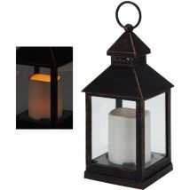 Spetebo - Metall Laterne mit led Kerze - 23 cm - Tisch Fenster Deko mit Timer Batterie betrieben