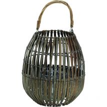 Lanterna bamboo grey c/bicchiere 26x40h cm - King Home