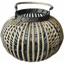 Lanterna in vimini con portacandela in vetro Vimini Selection - Gray