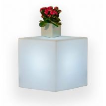 Quadratische leuchtende Laterne YouCube mit LED-Laterne Dekoration Made in Italy für den Außeneinsatz -Niedriges Modell - 40 cm / Weiß / Mit Kabel
