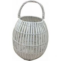 Lanterne blanche bambou w/glass