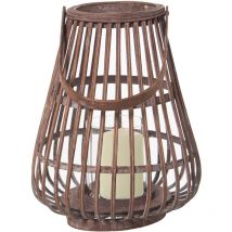 Lanterne Bougie Osier C/Poignée °21X27 Cm