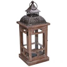 Vacchetti - Lanterne carrée en bois de noyer bronze cm16,5x16,5h41,5