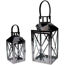 Vacchetti - Lanterne carrée en métal argenté 1-2 cm19x19h42