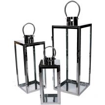 Vacchetti - Lanterne carrée en métal argenté 1-3 cm21x20,3h52,5