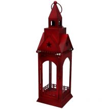 Lanterne carrée en métal rouge 13x13h45,5 cm