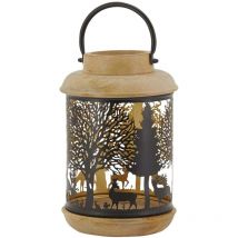 Lanterne Cerf en bois et métal