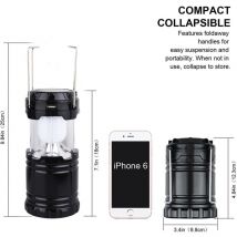 Lanterne de camping d'urgence, lampe de camping solaire à manivelle, lampe de poche de survie portable et légère pour la randonnée, la pêche, les