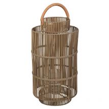 Cote Table - Lanterne d'extérieur Pasil naturel osier cuir 40x75cm