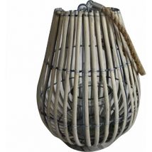 Lanterne en osier avec porte-verre de sélection de vin Gray - Gray