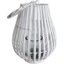 Magazzini Cosma - Lanterne en osier avec porte-verre de sélection de vin White - White
