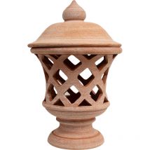 Biscottini - Lanterne en terre cuite 100% Made in Italy, à la main. Bougeoir pour la maison, final pour les colonnes L35XPR35XH55CM.