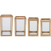 Lanterne in legno e vetro (set di 4)