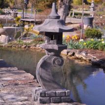 Wanda Collection - Lanterne japonaise en pierre de lave 90 cm lampe jardin terrasse
