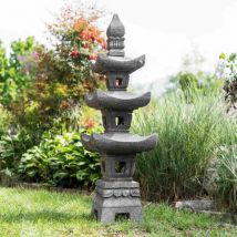 Wanda Collection - Lanterne japonaise pagode en pierre de lave 1.10 m