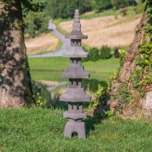 Wanda Collection - Lanterne japonaise pagode en pierre de lave 1.30 m