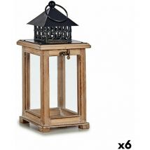 Giftdecor - Lanterne marron noir bois métal 13 x 29 x 13 cm (6 unités)