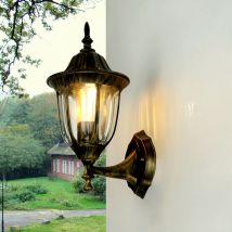 Licht-erlebnisse - Applique d'extérieur milano de couleur or au design de lanterne en style campagnard étanche IP44 H:35 cm E27 - Or antique