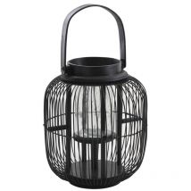 Lanterne noire en métal et bois laqué