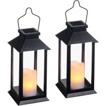 Lanterne solaire avec led sans flamme pour jardin, lanterne suspendue décorative pour table, jardin, fête,Lot de 2, noir