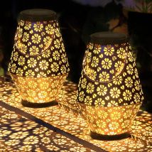 Lanterne Solaire de Jardin, 2 Pièces Lanterne Solaire Exterieur Lanterne Énergie Suspendre Lampes Solaires Pour Extérieur Jardin Pour Patio Terrasse
