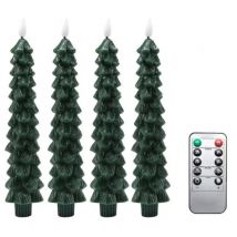 4 bougies coniques sans flamme avec minuterie de 6 heures, bougeoirs d'arbre de Noël de 9,5 pouces, bougies de fenêtre à piles en cire véritable avec