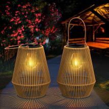 Lanterne Solaire Exterieur Jardin, 2 Lampe Solaire Exterieur IP65 fait à la main Suspendre Lanterne Solaire idéales pour jardins Noël Halloween