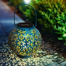 Lanterne solaire solaire décorative pour jardin étanche avec lampe solaire suspendue pour décoration de jardin Bleu