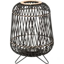 Lanterne sur pied en bois noir 36x36x49 cm