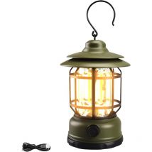 Treetalk - Lanterne Tempête Vintage, Lampe led Portable Rechargeable, Lampe de Camping Electriques, Lanternes led Extérieure, 200LM Luminosité
