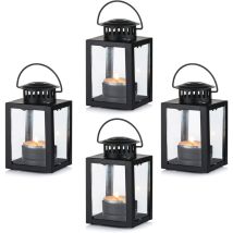 Lanternes pour Bougies Lanternes de Jardin, 4 Pièces Suspendues Petites Lanternes pour Bougie Chauffe-Plat, Bougeoirs Bougie Noire pour Les Événement