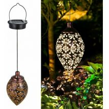 Lanternes solaires de jardin – Lanternes suspendues à énergie solaire avec poignée pour cour, design lustre, classe énergétique a+