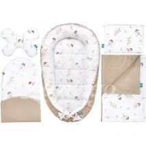 Lantigo - 5-in-1 Neugeborenen-Komplettset 95x55 cm: Kuschelkokon, inkl. Kopfkissen, Babydecke, ergonomischer Matratze und hochwertiger