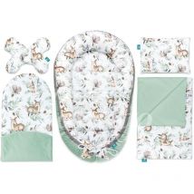 Lantigo - 5-in-1 Neugeborenen-Komplettset 95x55 cm: Kuschelkokon, inkl. Kopfkissen, Babydecke, ergonomischer Matratze und hochwertiger