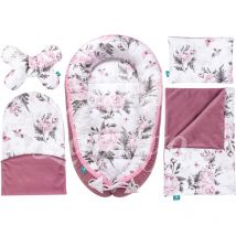 Lantigo - 5-in-1 Neugeborenen-Komplettset 95x55 cm: Kuschelkokon, inkl. Kopfkissen, Babydecke, ergonomischer Matratze und hochwertiger