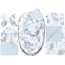Lantigo - Babynest 100% Baumwolle, 6-teiliges Babynest Set für Neugeborene, inkl. Kissen, Babydecke und Babyhörnchen, perfekte Erstausstattung –